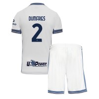 Camiseta Inter Milan Denzel Dumfries #2 Visitante Equipación para niños 2024-25 manga corta (+ pantalones cortos)